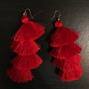Red Tassel Earrings